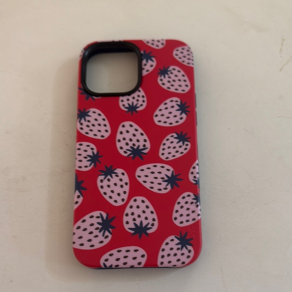 Strawberry Patterned Phone Case - Red and Pink